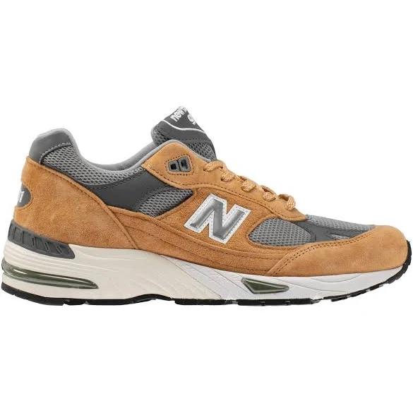 New Balance Men's Made in UK 991 Tan/Grey/Dark Grey - Size 8