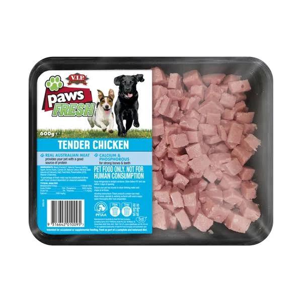 Paws Adult Chilled Fresh Dog & Cat Food Diced Tender Chicken 600g