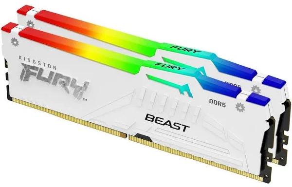 Kingston Fury Beast RGB 32GB(2x16GB)DDR5-6000 Memory - White [KF560C36BWEAK2-32]