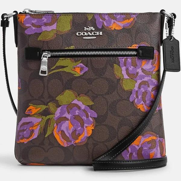 Coach Outlet Mini Rowan File Bag in Signature Canvas with Rose Print