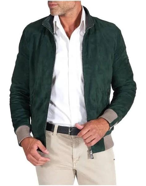 McKinnon Suede Leather Zip Bomber Jacket Greens Reg / 54