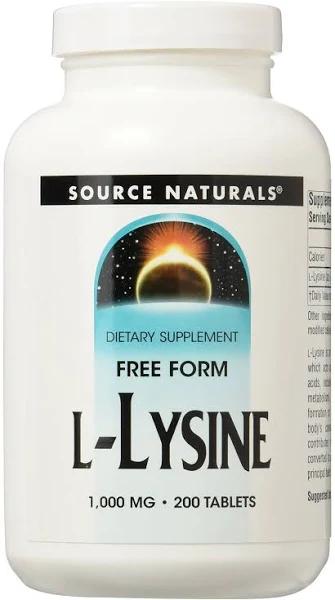 Source Naturals L-Lysine 1000 MG 200 Tablets