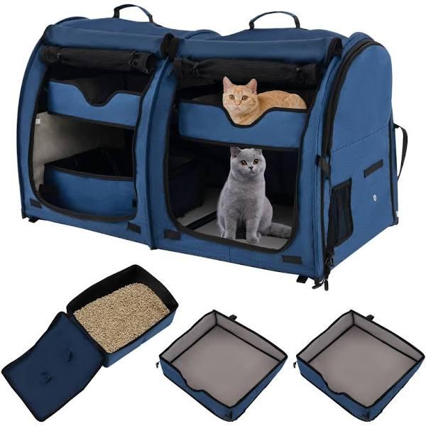 Costway 2-in-1 Portable Pet Carrier Dog & Cat Travel Backpack Navy