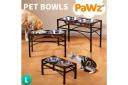 PaWz Dual Elevated Pet Dog Puppy Feeder Bowls Stainless Steel Food Water Stand