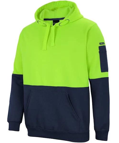 JBs Mens Hi Vis Pull Over Hoodie 6HVPH (Lime/Navy, XL)