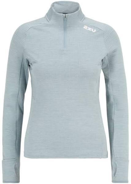 2XU Ignition 1/4 Zip Womens - Medium Chambray White