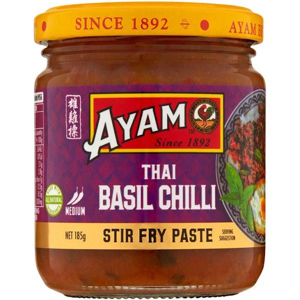 Ayam Stir Fry Paste Thai Basil Chilli Medium 185g