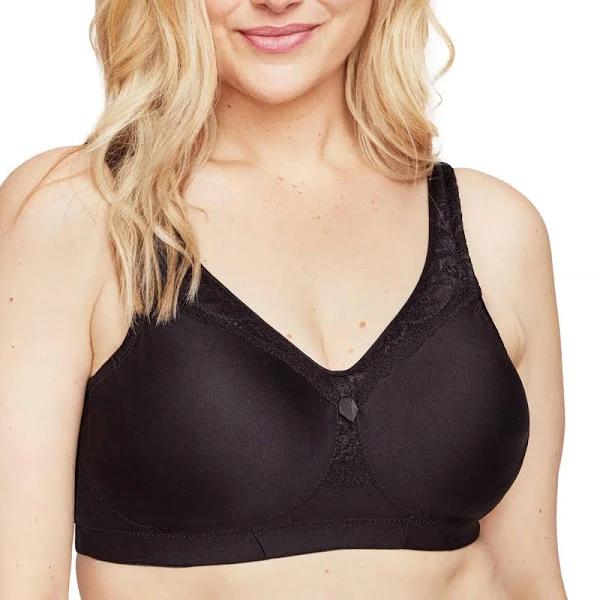 Glamorise Magiclift Seamless Wire-Free Everyday Bra - Black 26DD 1007 Plus Size Bra - Afterpay Available