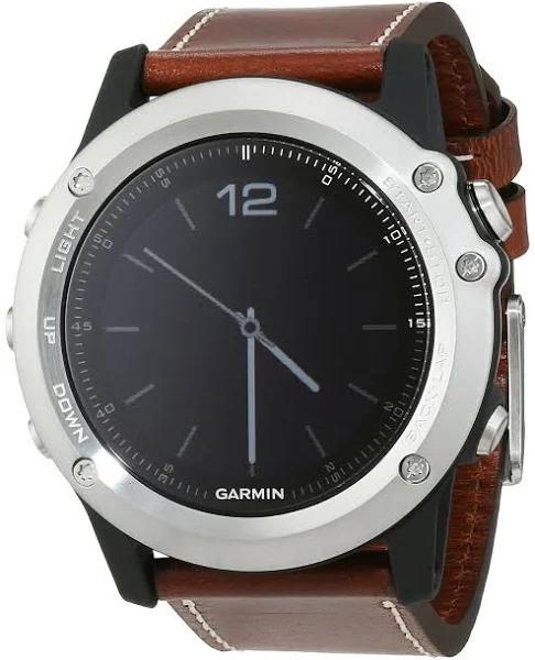 Garmin Fenix 3 GPS Watch (Sapphire Silver/Leather Band)