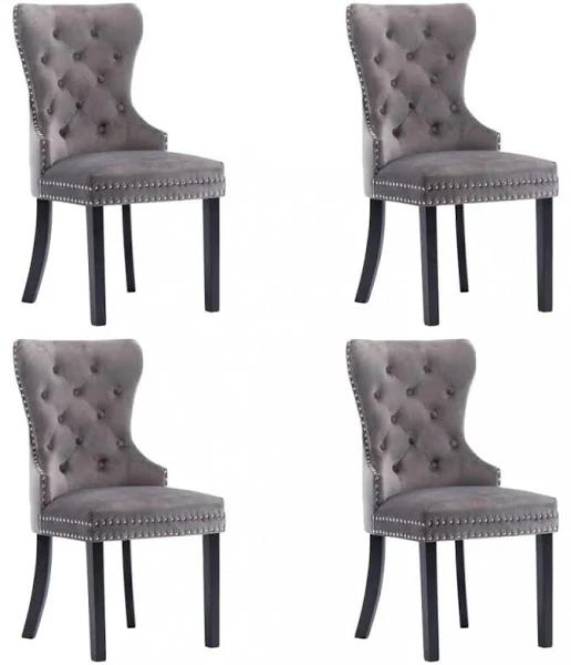 vidaXL Dining Chairs 4 Pcs Grey Velvet