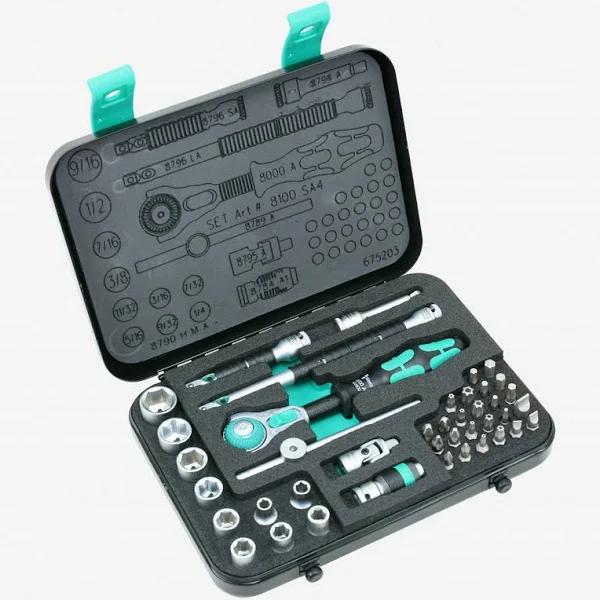 Wera 8100 SA 4 Zyklop Ratchet Set with 1/4" Drive, 41-Piece Set