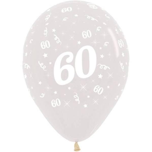 Sempertex 30cm Age 60 Latex Balloons 6 Pack - Crystal Clear