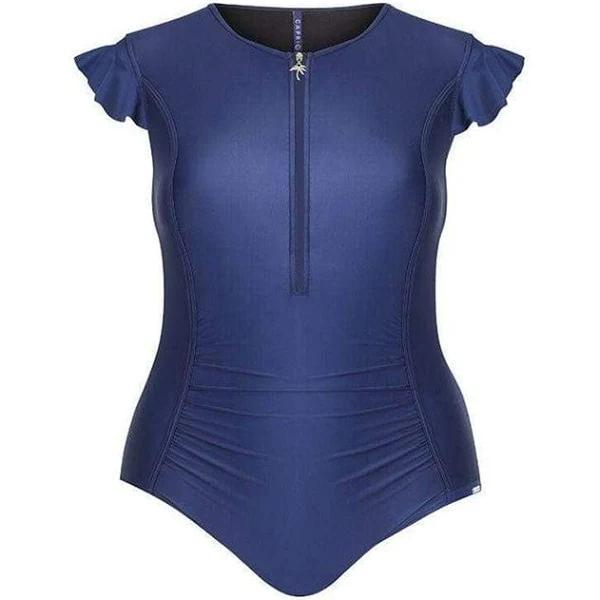 Capriosca Frill Zip One Piece - Navy - 10 Navy