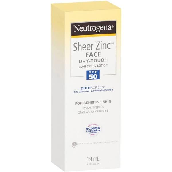 Neutrogena Sheer Zinc Fragrance Free Face Dry Touch Sunscreen Lotion SPF 50 59ml