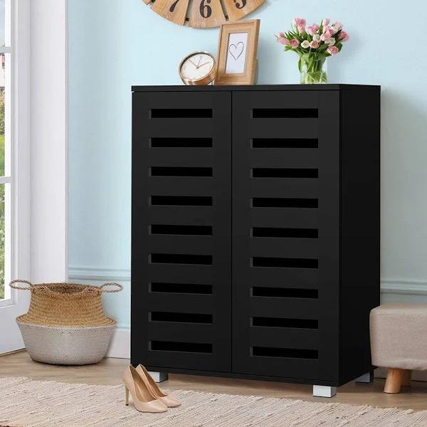 ALFORDSON Shoe Cabinet Organiser Storage Rack Drawer Shelf 21 Pairs Black - Earn Everyday Rewards, AfterPay Available