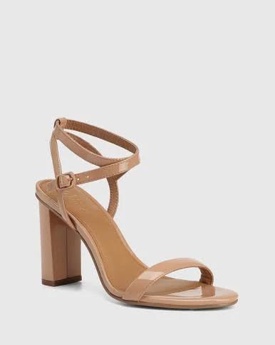 Raven Sunkissed Tan Patent Leather Block Heel Sandal