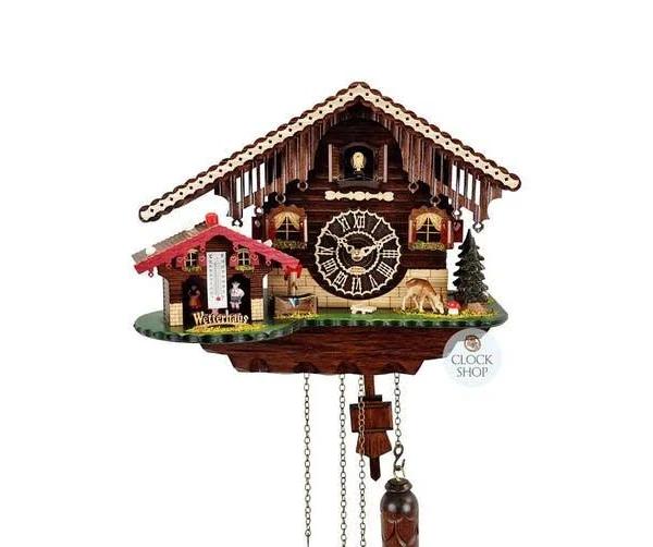 Black Forest Battery Chalet Cuckoo Clock With Weather House 25cm by TRENKLE