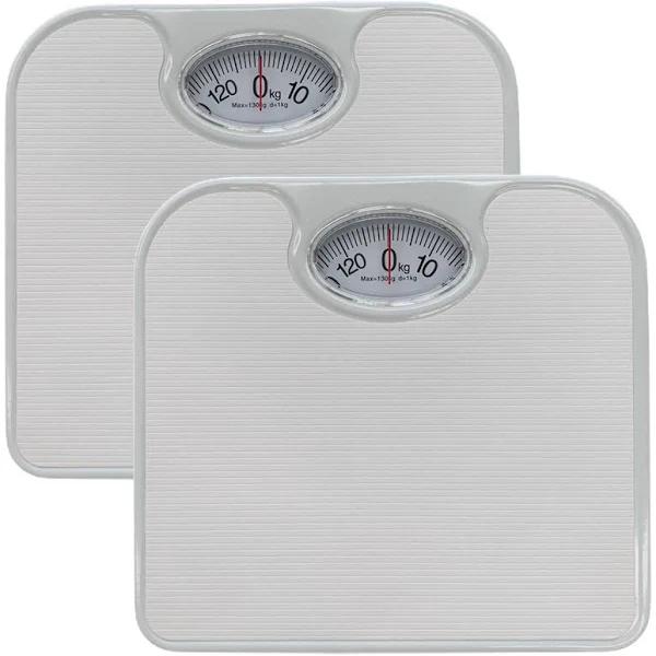 Home Essentials 2x 130kg Mechanical Bathroom Scales Weight Checker Kilo kg Kilograms | White