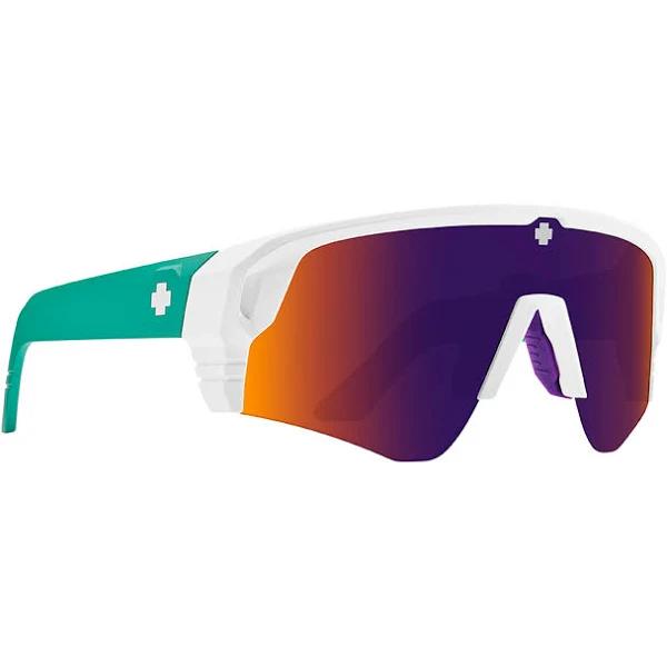 Spy Monolith Sunglasses, Speed Matte White Teal - Happy Gray Green Dark Purple Mirror