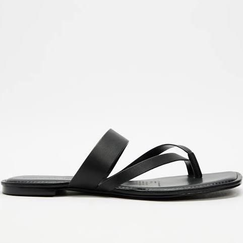 Atmos&Here - Women's Black Flat Sandals - Denny Comfort Sandals - Size 6 at The Iconic