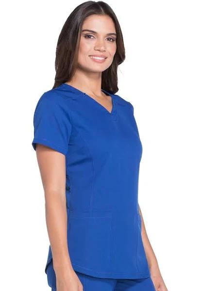 Dickies Medical Dk730 V-Neck Top, 91% Poly 9% Spandex , Top, DYNAMIX - Galaxy Blue, XS