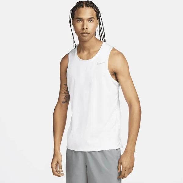 Nike - Men's White Muscle Tops - Dri-FIT Miler Running Tank - Size XXL at The Iconic