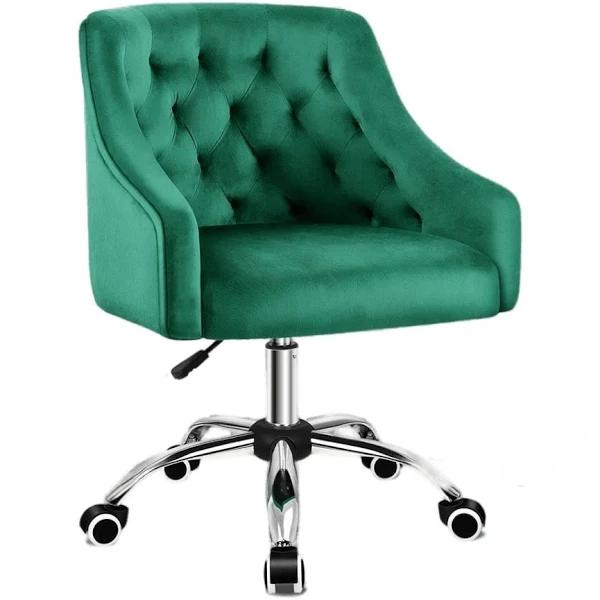 ALFORDSON Velvet Office Chair Computer Swivel Chairs Armchair Work Study Seat | Green