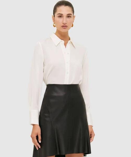 Saba Women's Sam Silk Cuff Shirt in Off White Size 12