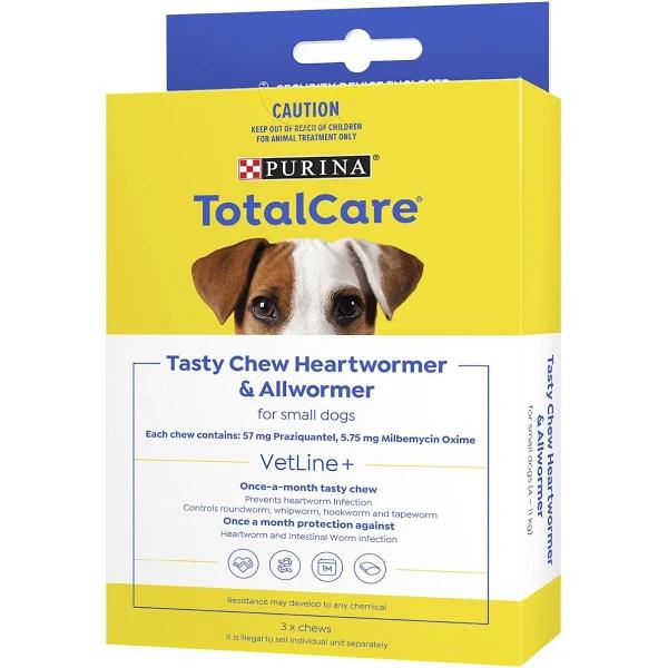 Total Care Tasty Chew Heartwormer & Allwormer for Small Dogs 3 Pack