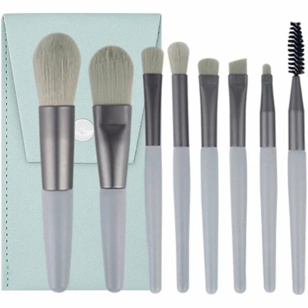 8pcs Makeup Brush Set Foundation Blusher Cosmetic Brushes Green