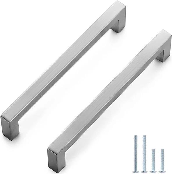 10Pack 128mm Hole Center Kitchen Square Cabinet Handles Satin Nickel Stainless Steel Cabinet Pulls Drawer Pulls Kitchen Cabinet Hardware Kitchen