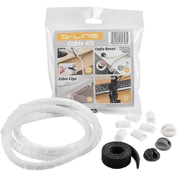 D-Line 11 Piece White Cable Tidy Organiser Kit