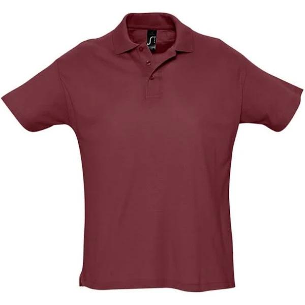 SOLS Mens Summer II Pique Short Sleeve Polo Shirt Burgundy Mens Polo