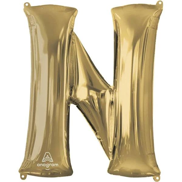 White Gold Letter N SuperShape Foil Balloon 86cm Each