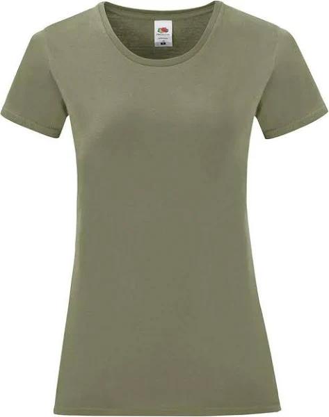 Fruit of The Loom Womens/Ladies Iconic T-Shirt Classic Olive XXL Combed Ringspun Cotton Womens T-Shirt