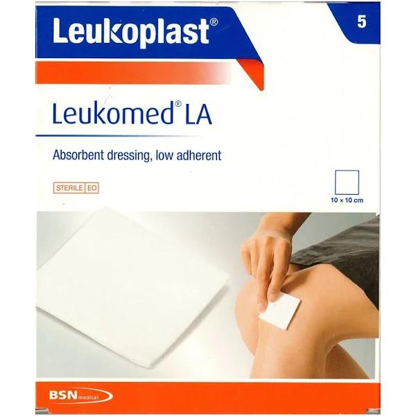 Leukomed La Low Adherent Absorbent Dressing 10cm x 10cm 5 Pack