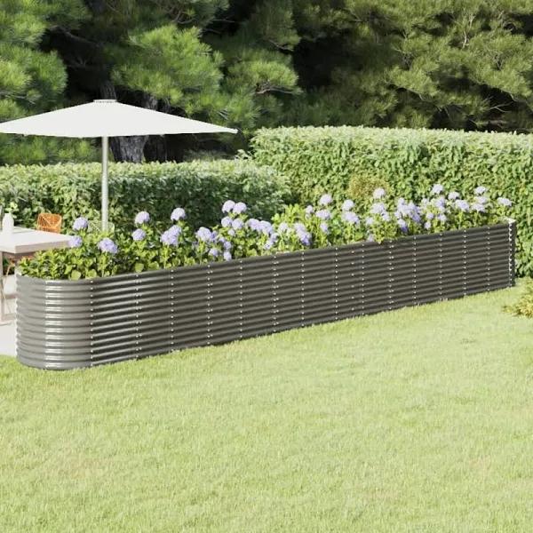 Garden Raised Bed Powder-coated Steel 620x80x68 cm Grey