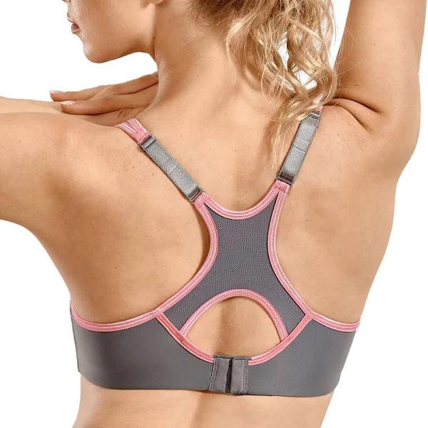 SYROKAN Women's Full Support High Impact Racerback Lightly Lined Underwire Sports Bra