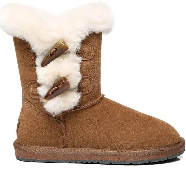 As UGG Women Short Boots Talia Sheepskin Horn Toggle Closure-Chestnut-38