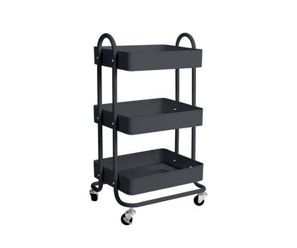 Levede 3 Tiers Kitchen Trolley Cart Steel Storage Rack Shelf Organiser Grey - AfterPay & zipPay Available