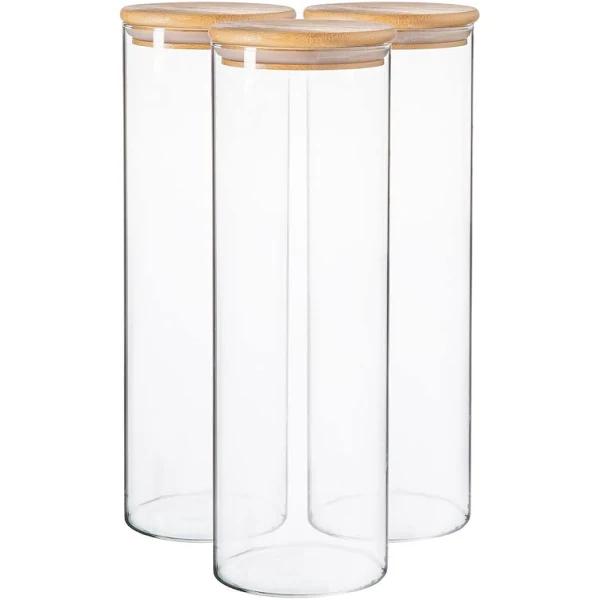 2L Wooden Lid Storage Jars - Pack of Three - by Argon Tableware