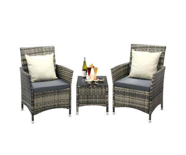 Livsip Outdoor Furniture Setting 3 Piece Grey