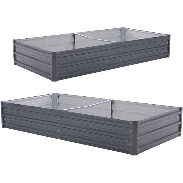 Home Ready 2 Set 180 x 90 x 30cm Grey Raised Garden Bed Galvanised Steel Planter