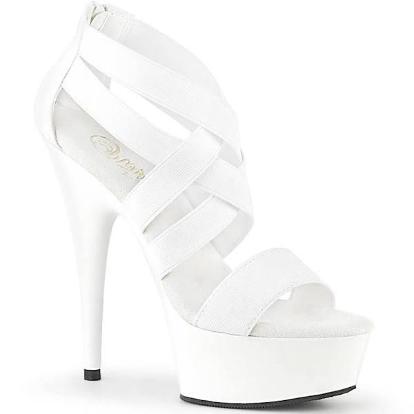 DELIGHT-669 White Elastic Band-Faux Leather/White Platform Sandal 14