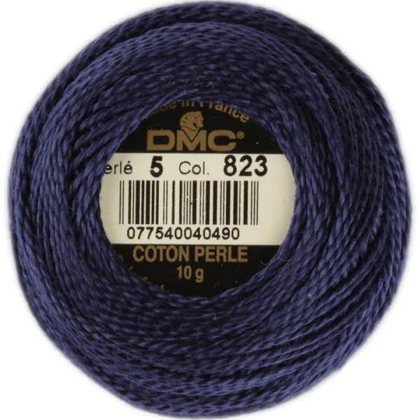 DMC Perle 5 Cotton #823 Dark Navy Blue 10g Ball 45m