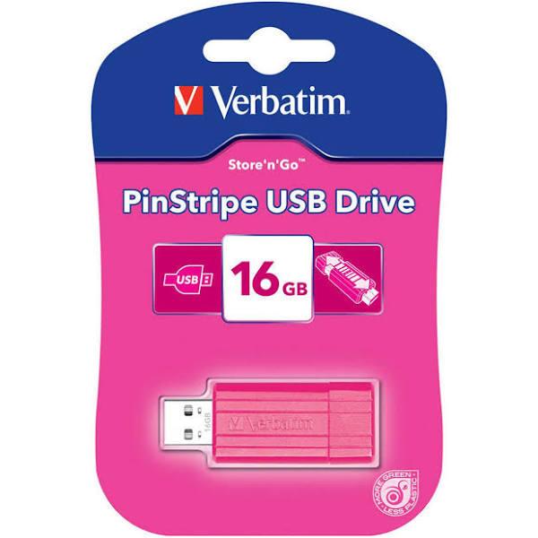 Verbatim Pinstripe 16GB USB 2.0 Hot Pink