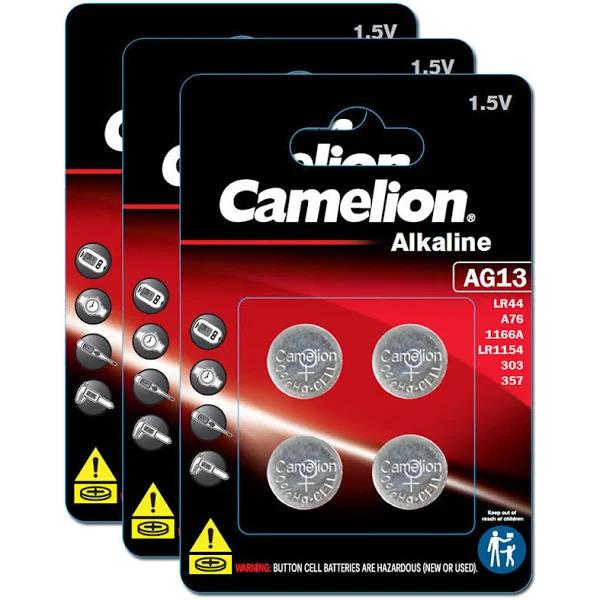 Camelion Alkaline Button Cell Batteries For Calculator/Watch 4pc LR44/AG13