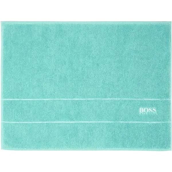 Boss Cotton Bath Mat with Contrast Logo Embroidery, Unisex, Size: ONESI, Turquoise