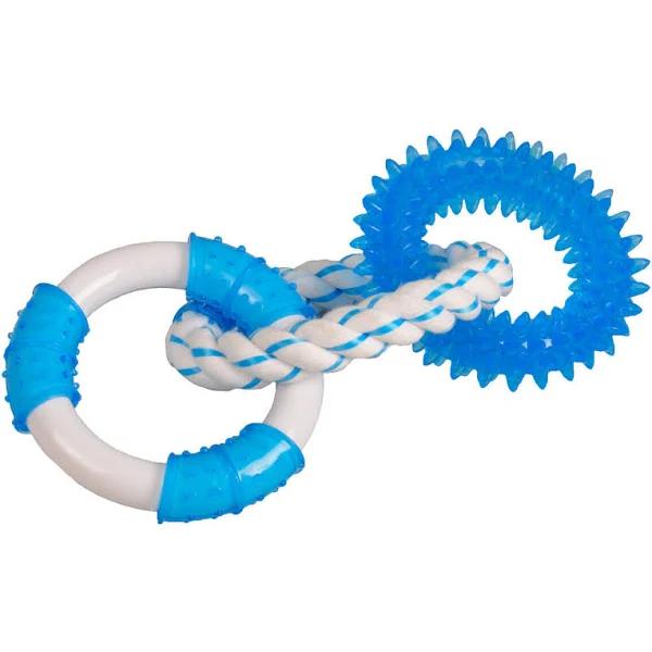 Canine Clean Peppermint Dental Triple Ring Chew Dog Toy Blue