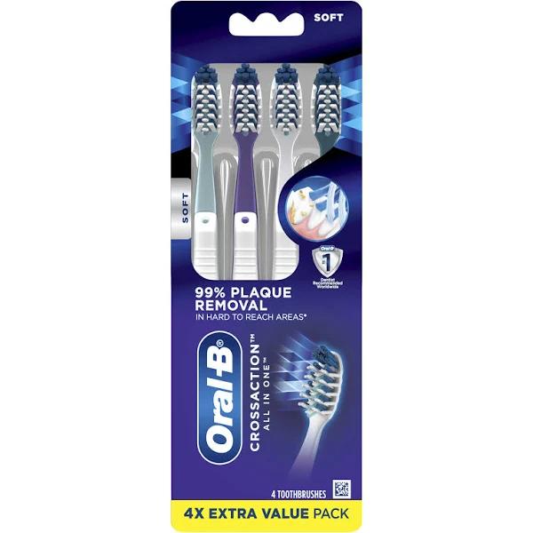 Oral-B CrossAction All in One Manual Toothbrush Soft 4 Count